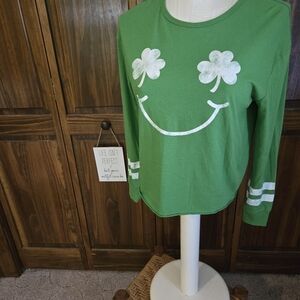 Green Junior's Shirt with White Clover Design